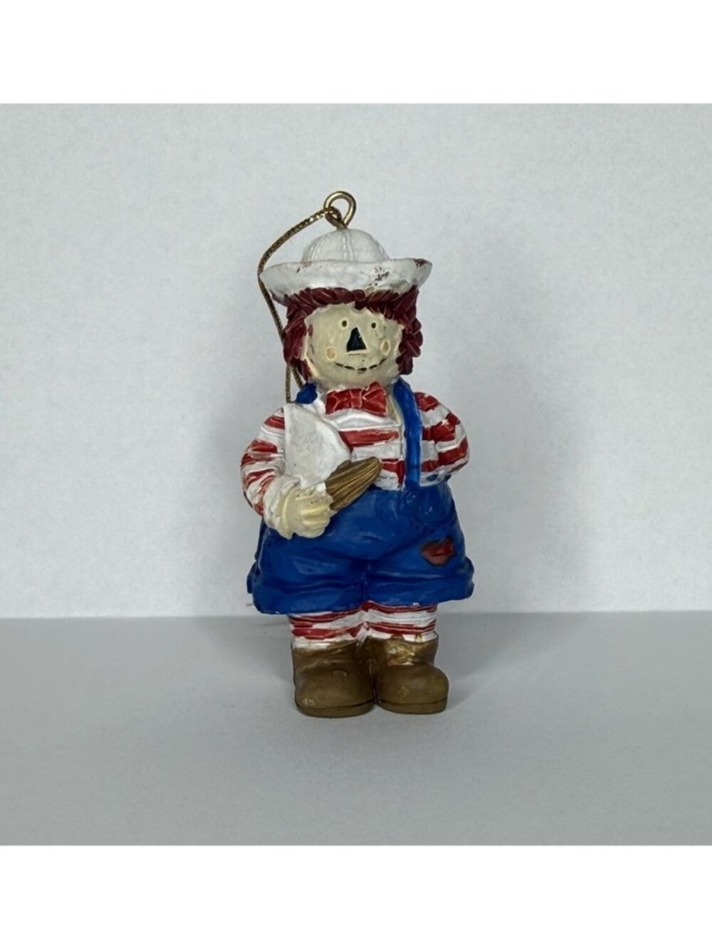Vintage Raggedy Andy Sailor With Sailboat Christmas Hanging Ornament